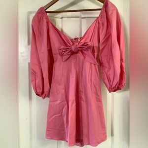 Mustard Seed Pink Cotton Puff-sleeve Romper Dress Size Small NWOT
